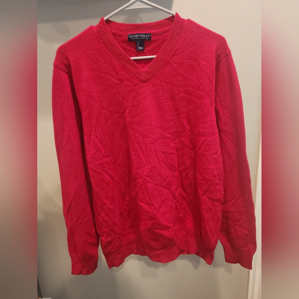 🆕️ Red Allen Solly 100% Merino Wool Sweater - Picture 5 of 12